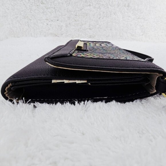 JUICY COUTURE Black PVC Leather Faux Snakeskin Organizer Crossbody Top Handle - Picture 10 of 14